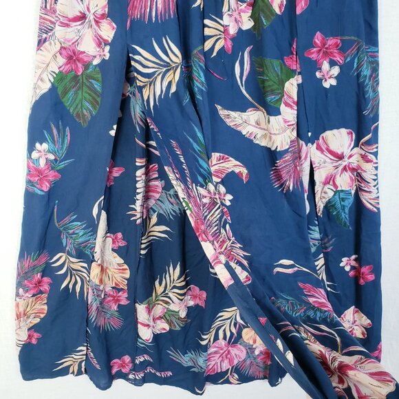 Patrons of Peace Maxi Skirt Tropical Floral Front Slits Tie Waist size M Resort - Picture 11 of 11
